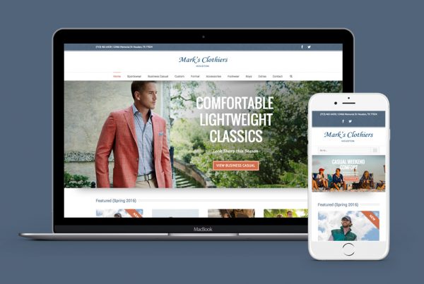 mark's clothiers website design